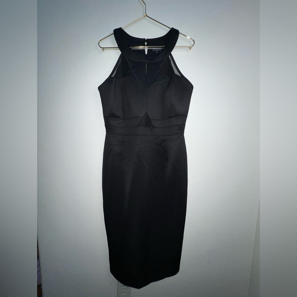 Enfocus Studio‎ Black Midi Dress with Mesh Yoke